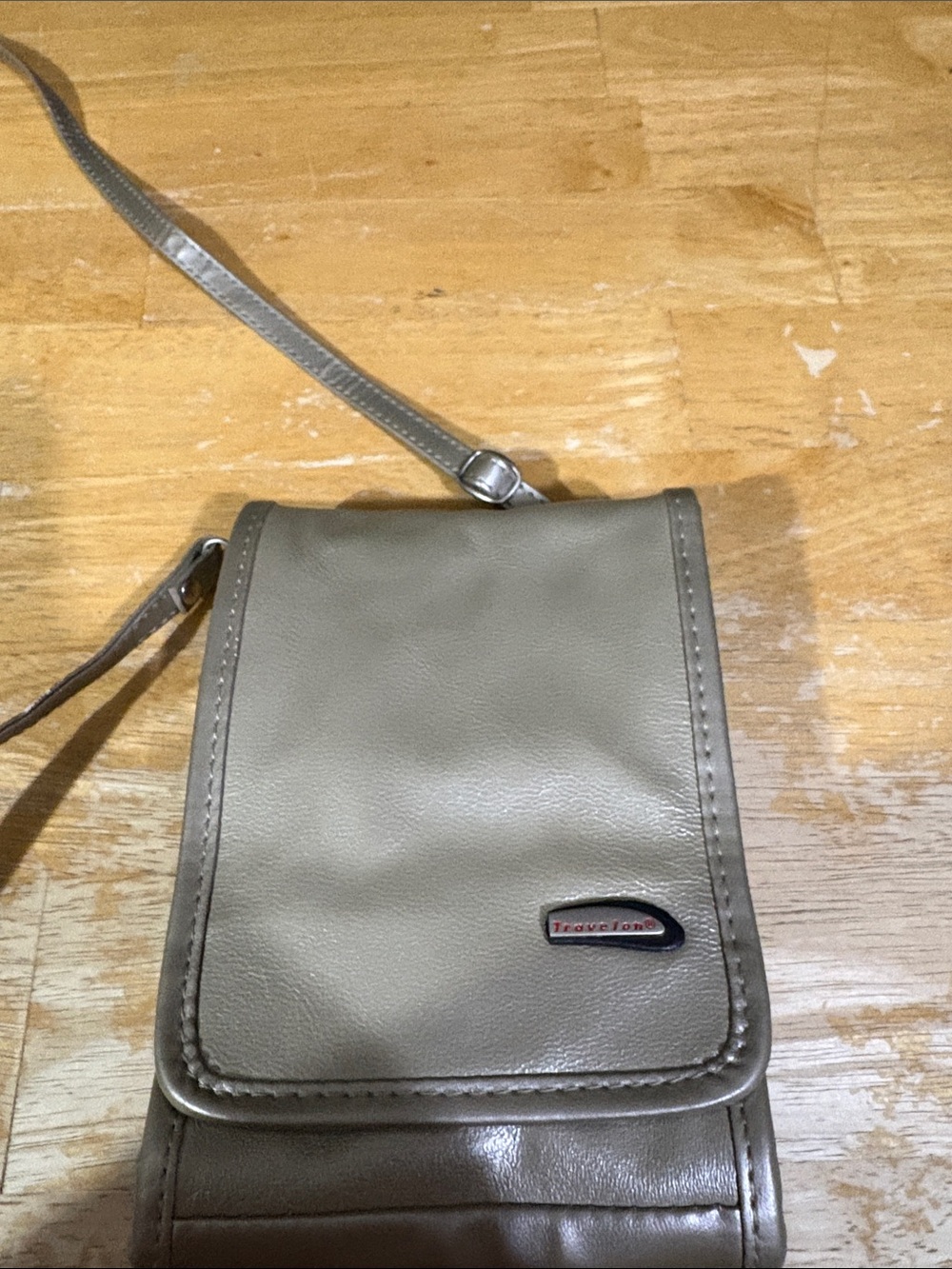 Travelon Olive-Taupe Leather Small Crossbody Bag